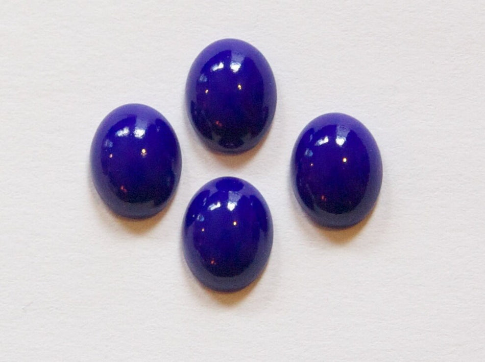 Vintage Opaque Blue Glass Cabochons 10x8mm (6) cab821D
