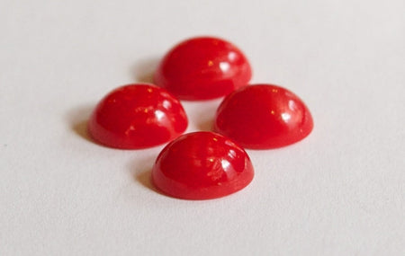 Vintage Opaque Red Glass Cabochons 10x8mm (6) cab821A