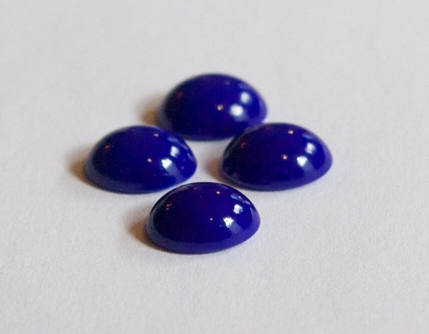 Vintage Opaque Blue Glass Cabochons 10x8mm (6) cab821D