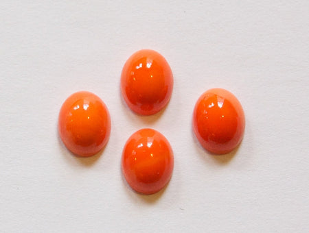 Vintage Opaque Orange Glass Cabochons 10x8mm (6) cab821C