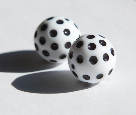 Vintage White with Black Polka Dot Lucite Beads 18mm bds436C