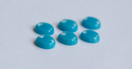 Vintage Medium Blue Glass Cabochons 9mm cab195A