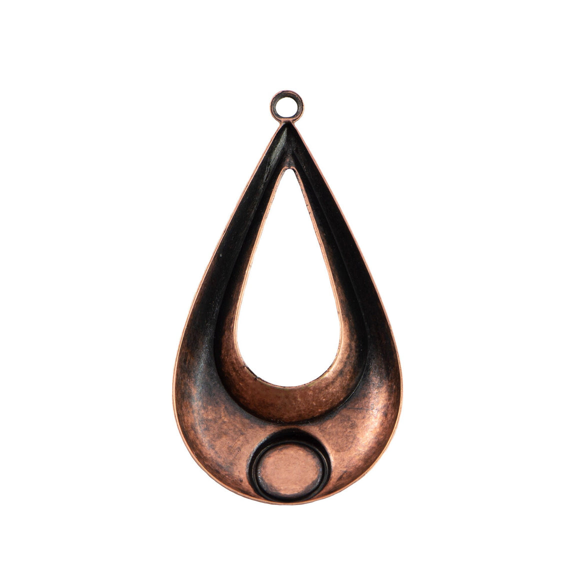 1 Loop Copper Ox Geometric Teardrop Pendants with 7mm Setting (2)