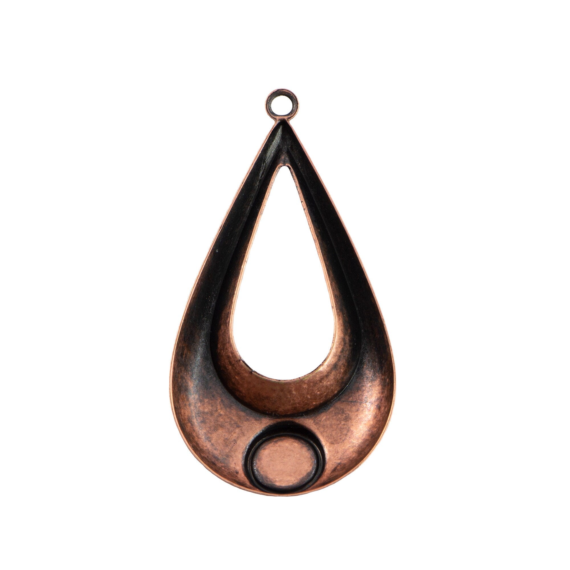 1 Loop Copper Ox Geometric Teardrop Pendants with 7mm Setting (2)