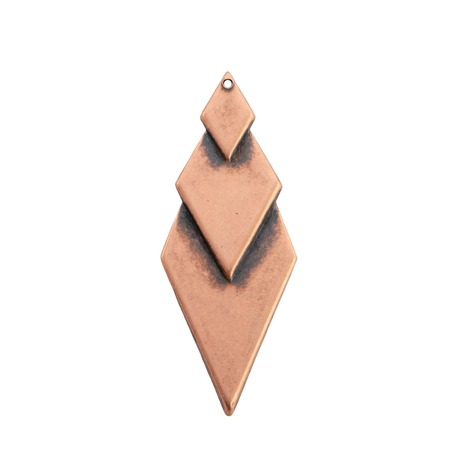 Copper Ox Plated Layered Look Diamond Pendants (4)