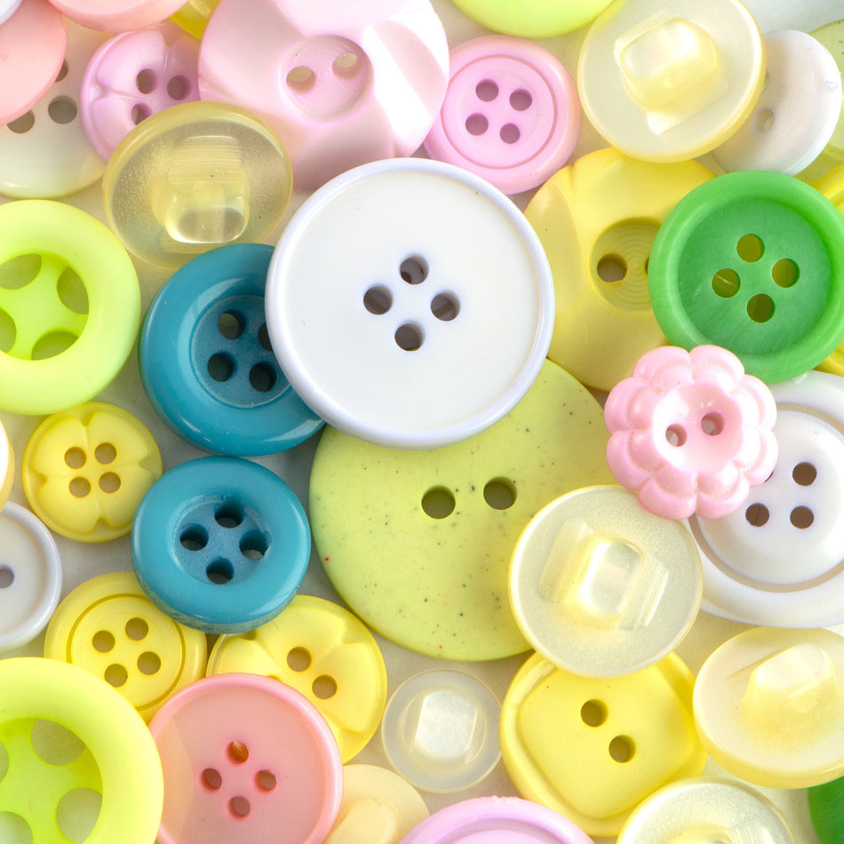 Random Assorted Pastel Color Vintage Acrylic Buttons (~100pc)