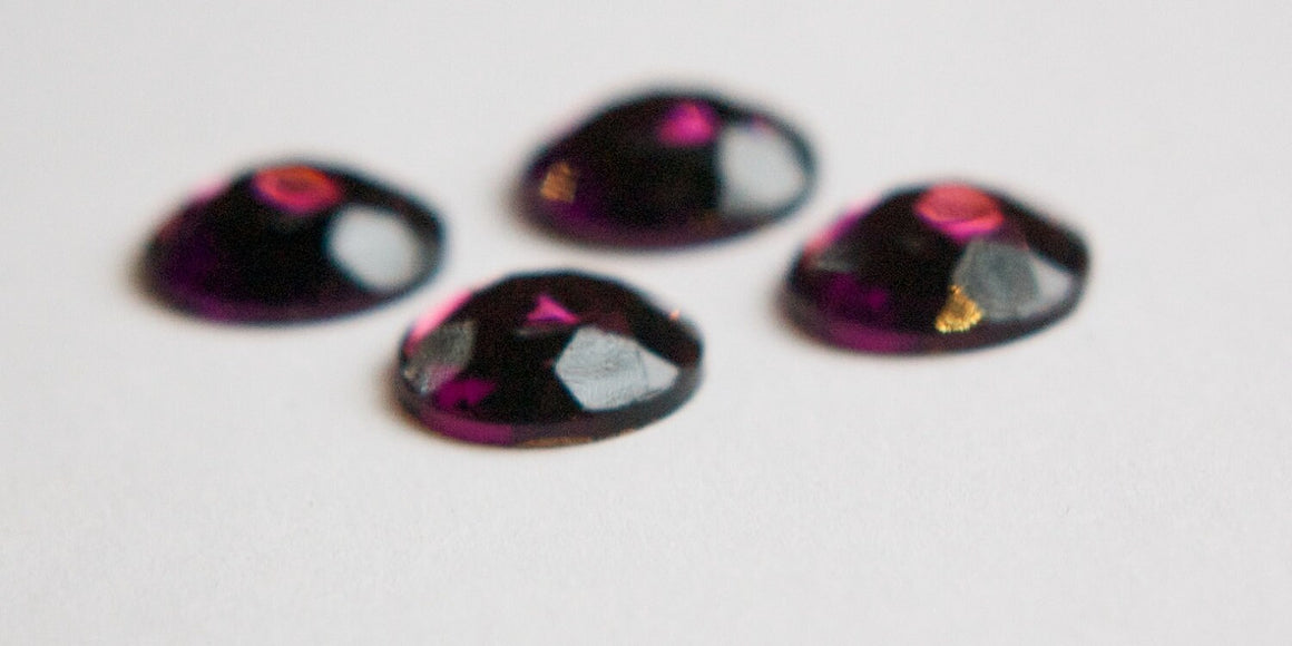 Vintage Faceted Amethyst Purple Glass Cabochons 13mm cab704L