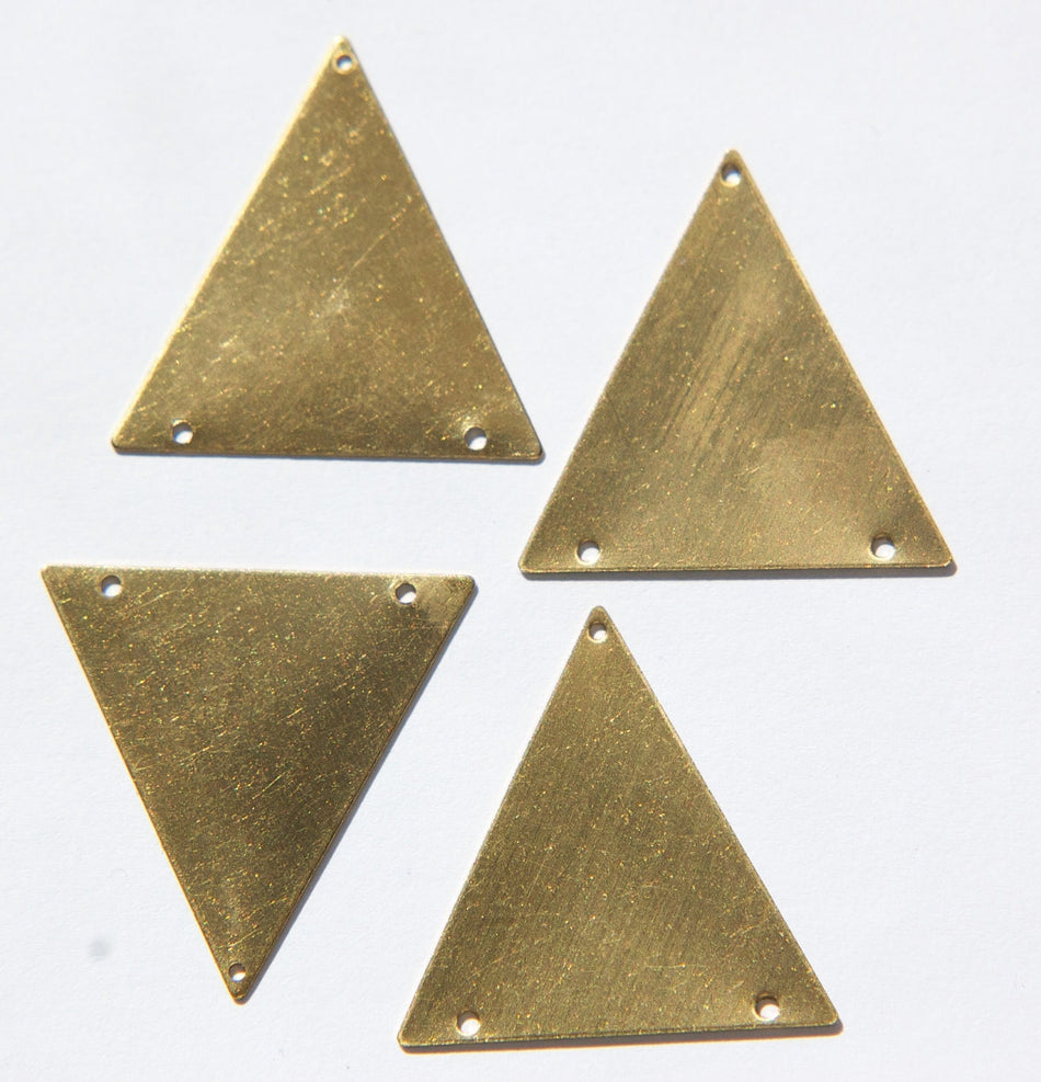 3 Hole Raw Brass Geometric Triangle Pendant Charm (6) mtl368D