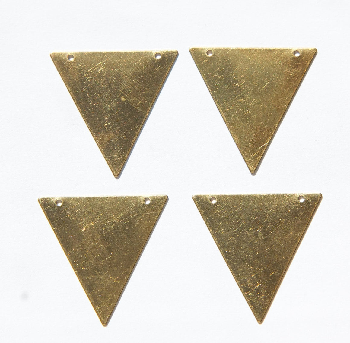 2 Hole Raw Brass Geometric Triangle Pendant Charm (6) mtl368A