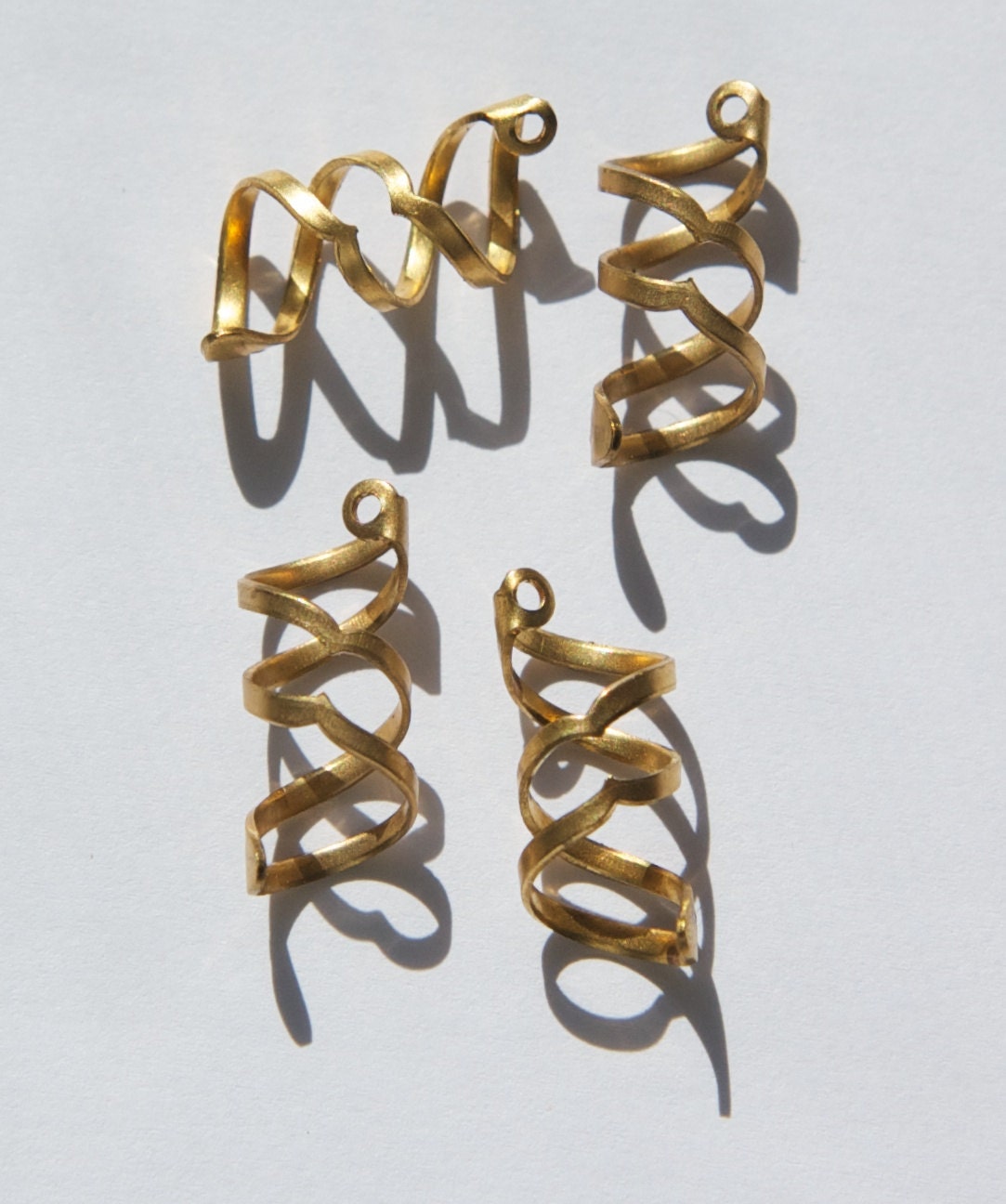 Raw Brass Open Spiral Twist Drop Charm 24mmx10mm(4) mtl370A
