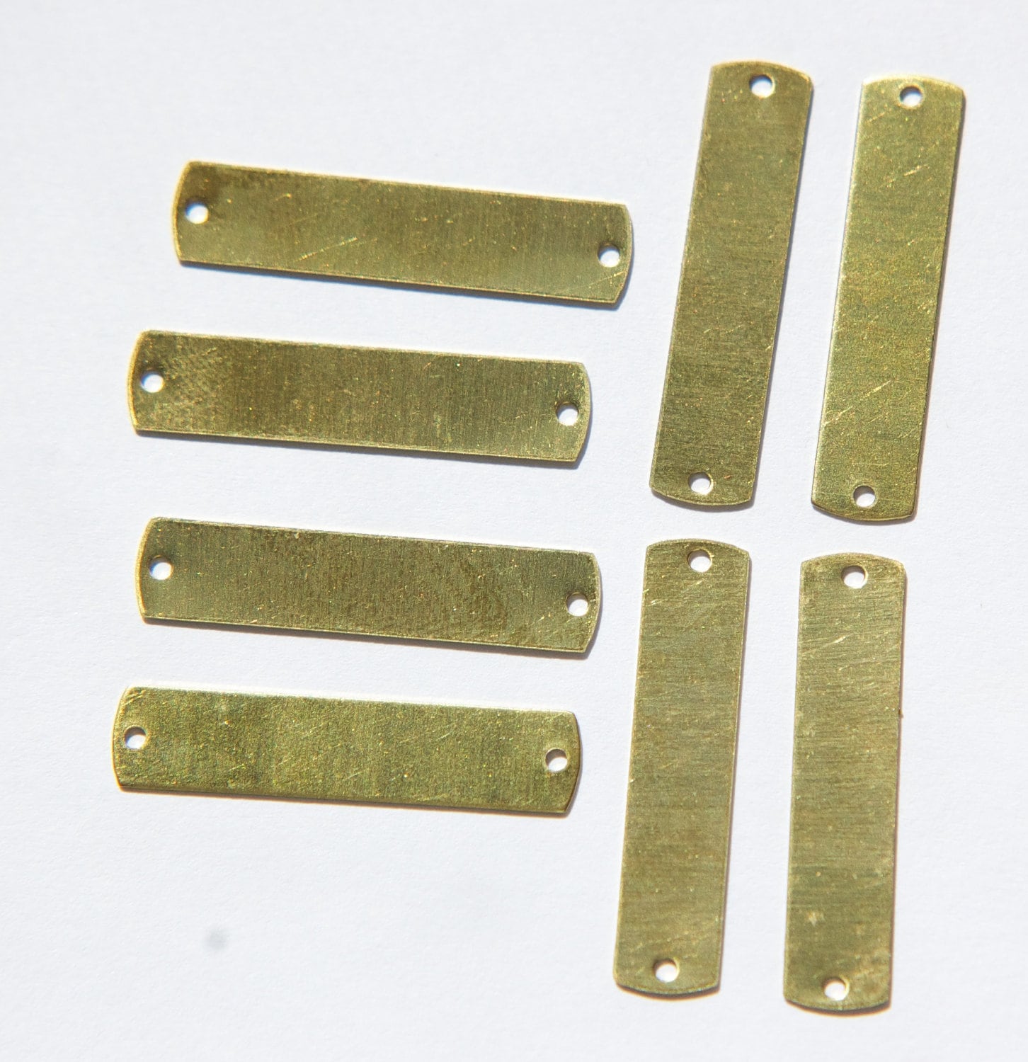 2 Hole Raw Brass Flat Pad Narrow Rectangle Connector Setting mtl292