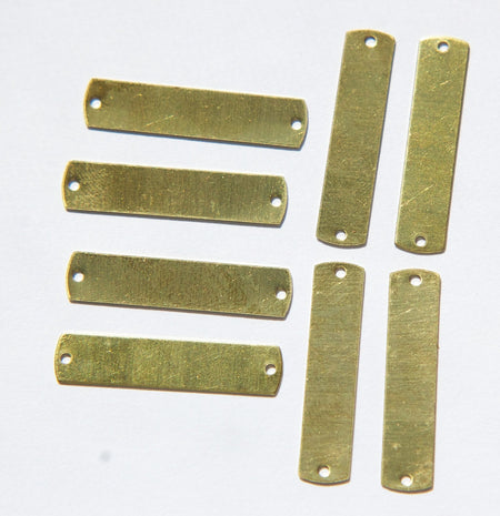 2 Hole Raw Brass Flat Pad Narrow Rectangle Connector Setting mtl292