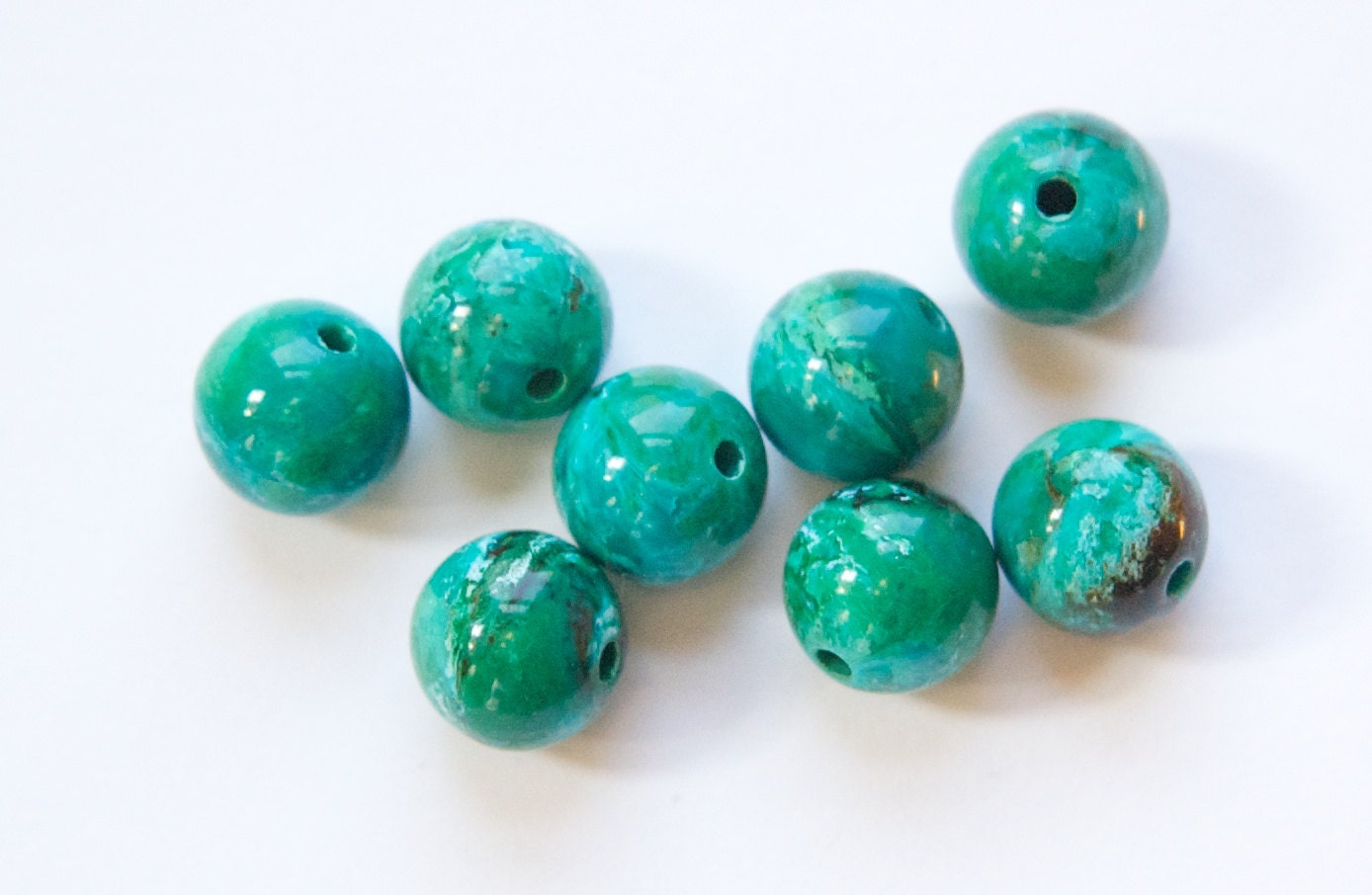 Vintage Green Marbled Lucite Beads 10mm Italy bds098D