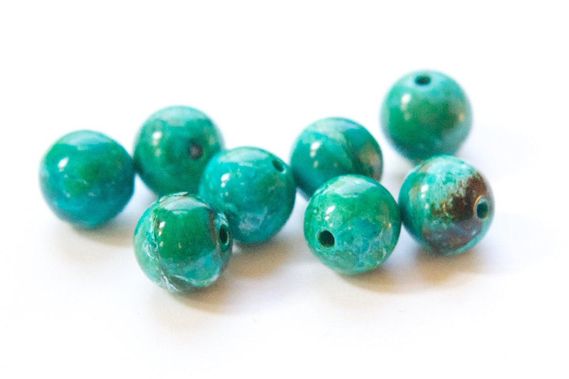 Vintage Green Marbled Lucite Beads 10mm Italy bds098D