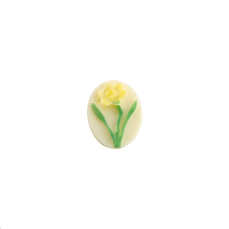 10x8mm Yellow Daffodil Flower Acrylic Oval Cameos (6)