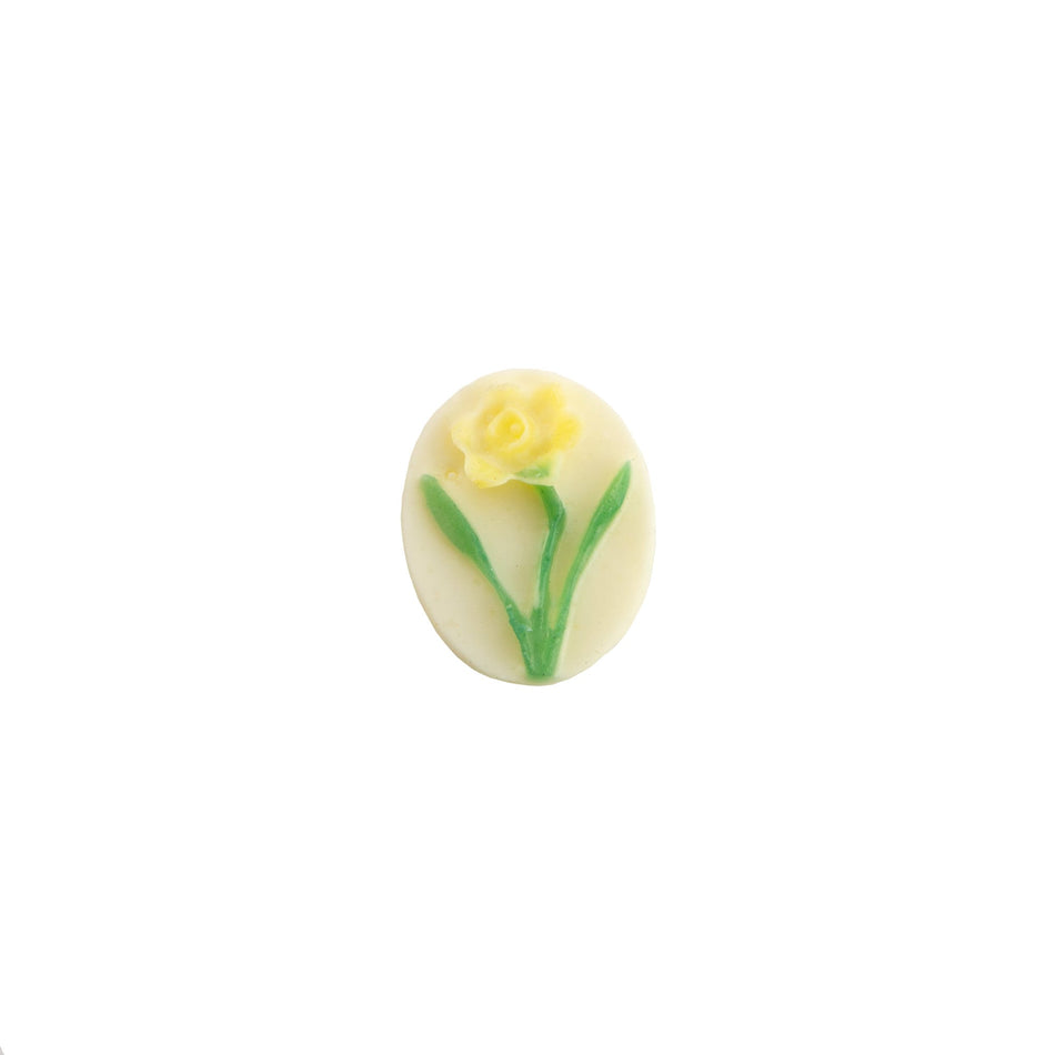 10x8mm Yellow Daffodil Flower Acrylic Oval Cameos (6)