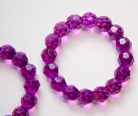 Vintage Acrylic Purple Faceted Pendant Hoop (2) hps005B