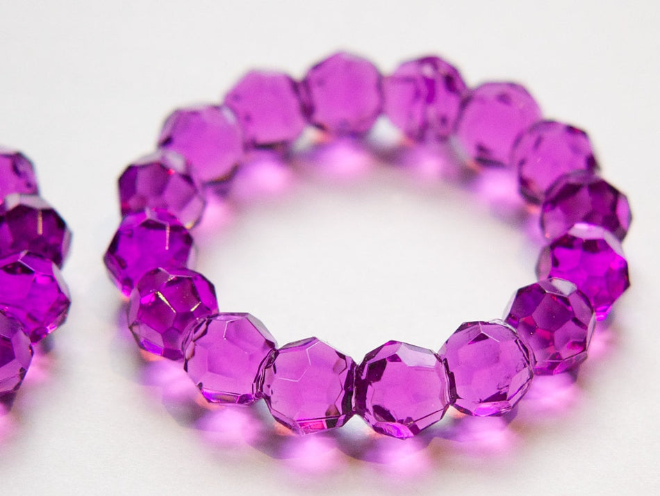 Vintage Acrylic Purple Faceted Pendant Hoop (2) hps005B