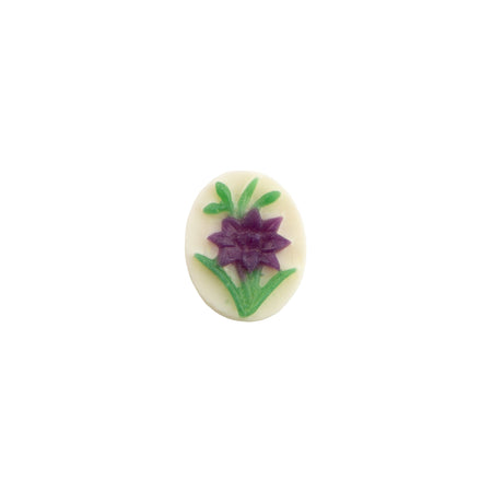 10x8mm Purple Clematis Flower Acrylic Oval Cameos (6)