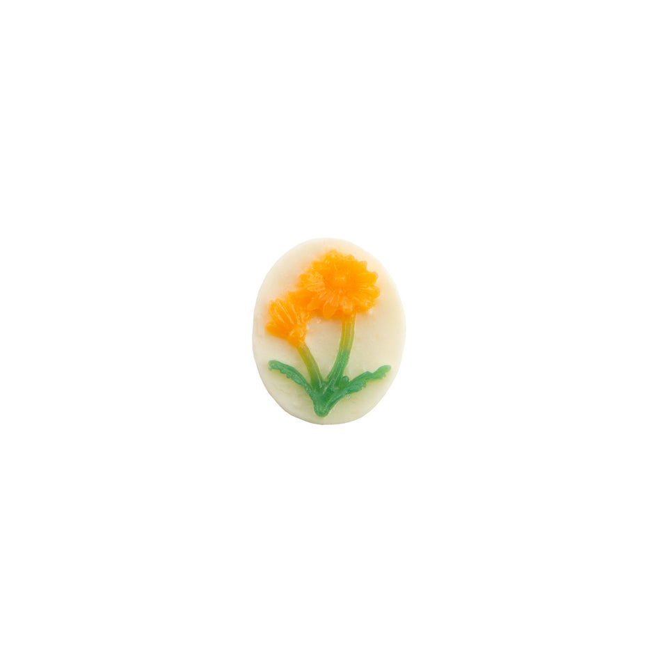 10x8mm Orange Daisy Flower Acrylic Oval Cameos (6)