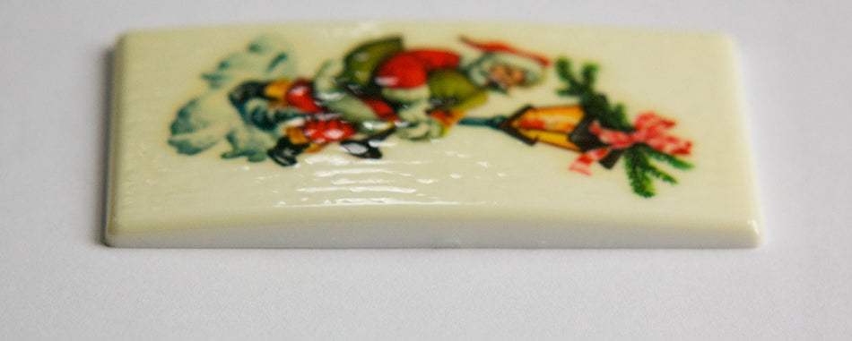 Lg Vintage Retro Santa with Bagpipes Christmas Cabochon 80mm X 45mm cab002A