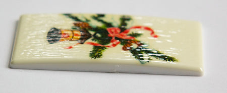 Lg Vintage Retro Lantern on Pine Bough Christmas Cabochon 80mm X 45mm cab002D