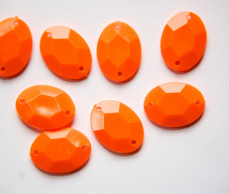 Vintage Orange Plastic Faceted Drops Connectors bds031K