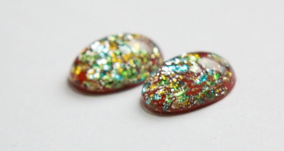 Red Opal Oval Glass Cabochons  18x13mm (2) cab5005Q