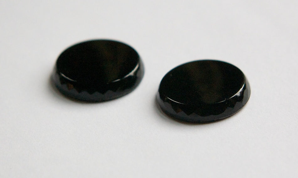 Vintage Black Glass Low Dome Cabochon 21mm Japan cab305