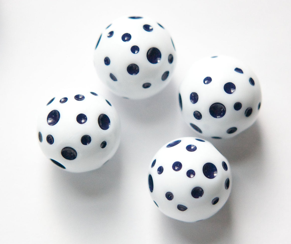 Vintage Large Hole White with Blue Polka Dot Lucite Beads 18mm bds826