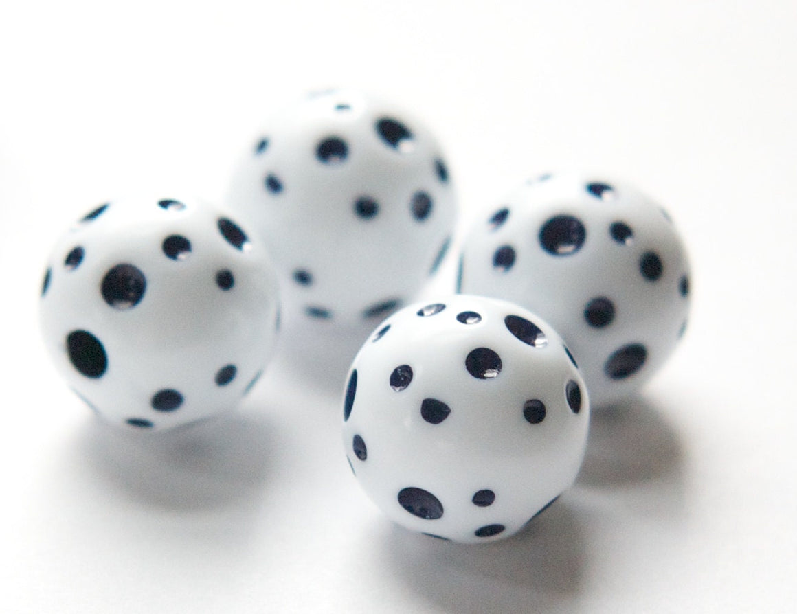 Vintage Large Hole White with Blue Polka Dot Lucite Beads 18mm bds826