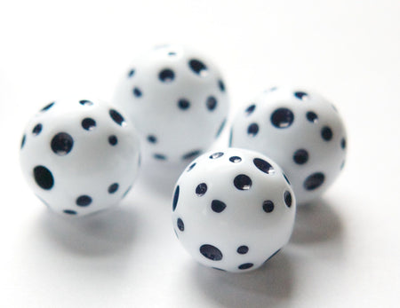 Vintage Large Hole White with Blue Polka Dot Lucite Beads 18mm bds826