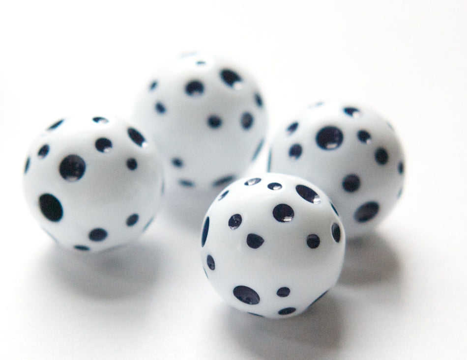 Vintage Large Hole White with Blue Polka Dot Lucite Beads 18mm bds826
