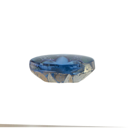 20x15mm Sapphire Fleur-De-Lis Intaglio Glass Oval Stone (1)