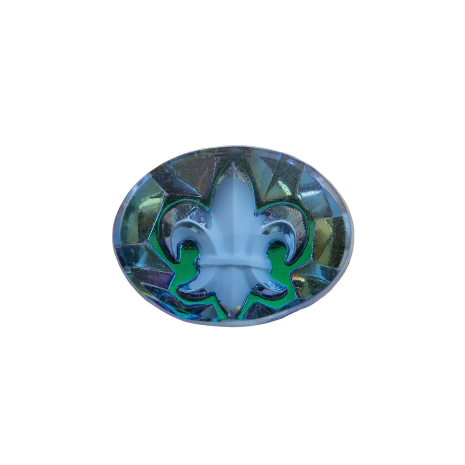 20x15mm Sapphire Fleur-De-Lis Intaglio Glass Oval Stone (1)