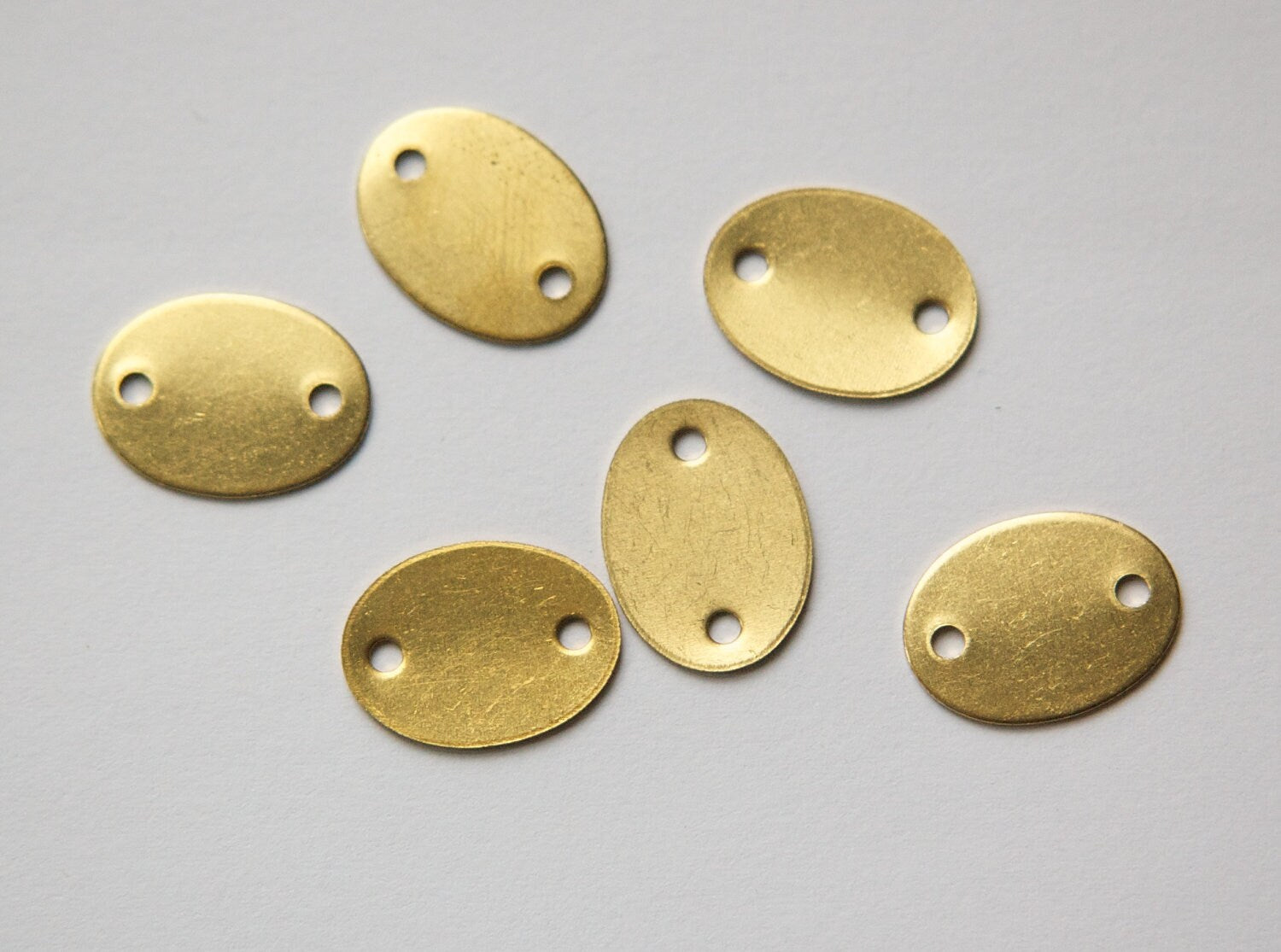 2 Hole Raw Brass Flat Oval Connector Link (8) mtl168