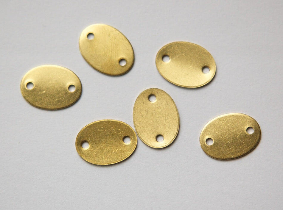 2 Hole Raw Brass Flat Oval Connector Link (8) mtl168