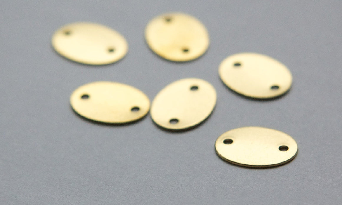 2 Hole Raw Brass Flat Oval Connector Link (8) mtl168
