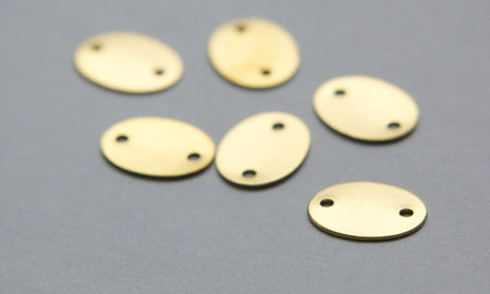 2 Hole Raw Brass Flat Oval Connector Link (8) mtl168