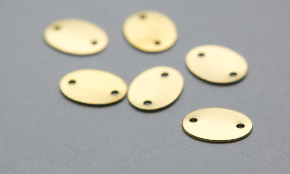 2 Hole Raw Brass Flat Oval Connector Link (8) mtl168