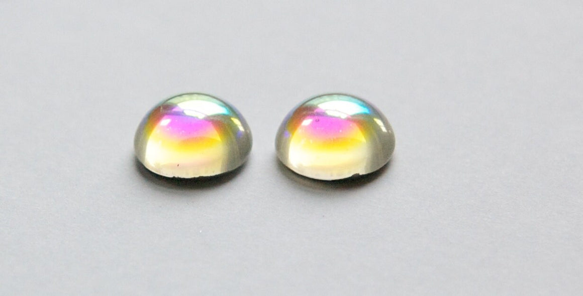 Crystal Clear AB Foiled Glass Cabochons 13mm (4) cab704AA