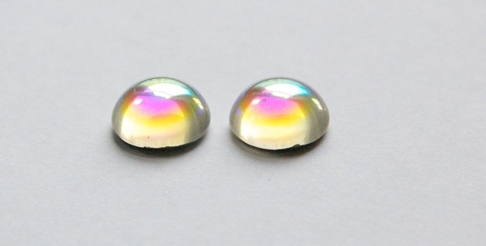 Crystal Clear AB Foiled Glass Cabochons 13mm (4) cab704AA