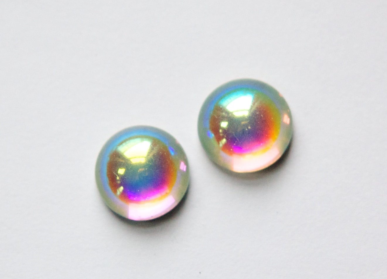 Crystal Clear AB Foiled Glass Cabochons 13mm (4) cab704AA