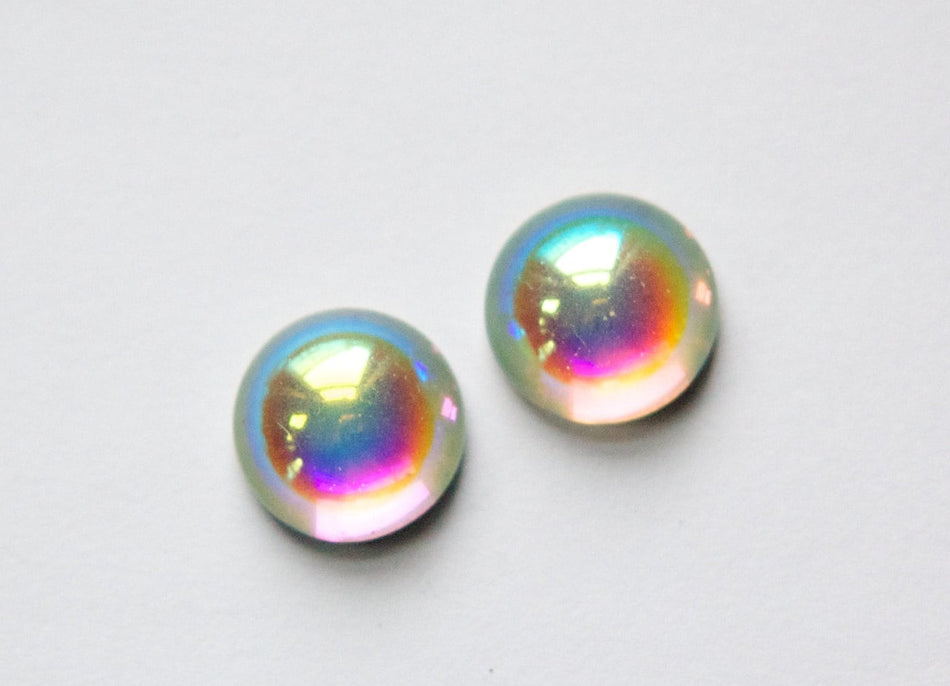Crystal Clear AB Foiled Glass Cabochons 13mm (4) cab704AA