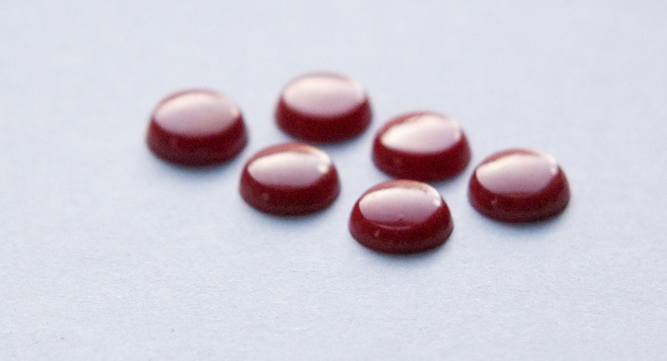 Vintage Burgundy Glass Cabochons 9mm cab195D
