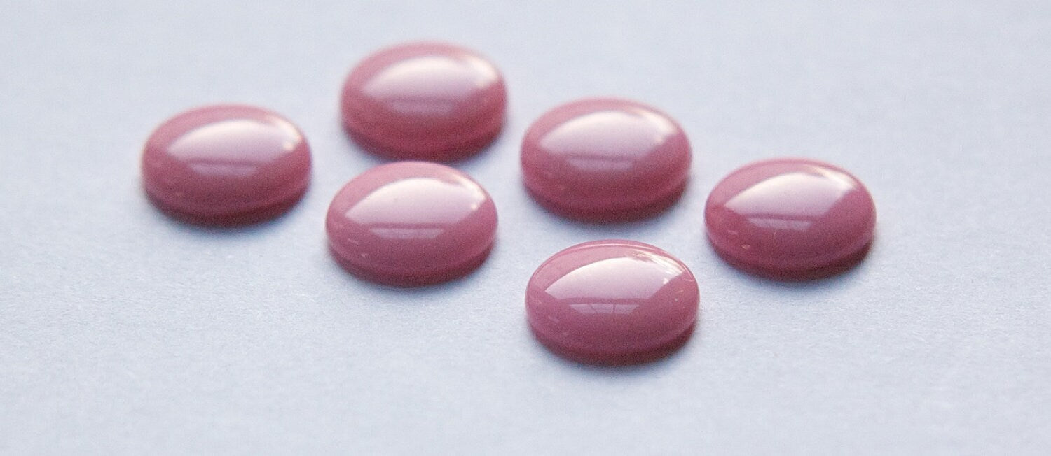 Vintage Opaque Pink Glass Cabochons 11mm cab703S