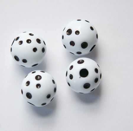 Vintage Large Hole White with Black Polka Dot Lucite Beads 18mm bds826C