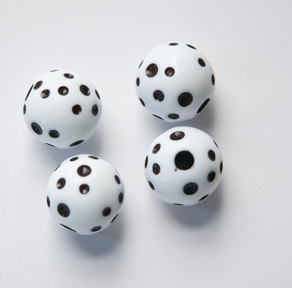 Vintage Large Hole White with Black Polka Dot Lucite Beads 18mm bds826C