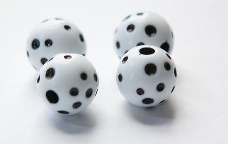 Vintage Large Hole White with Black Polka Dot Lucite Beads 18mm bds826C