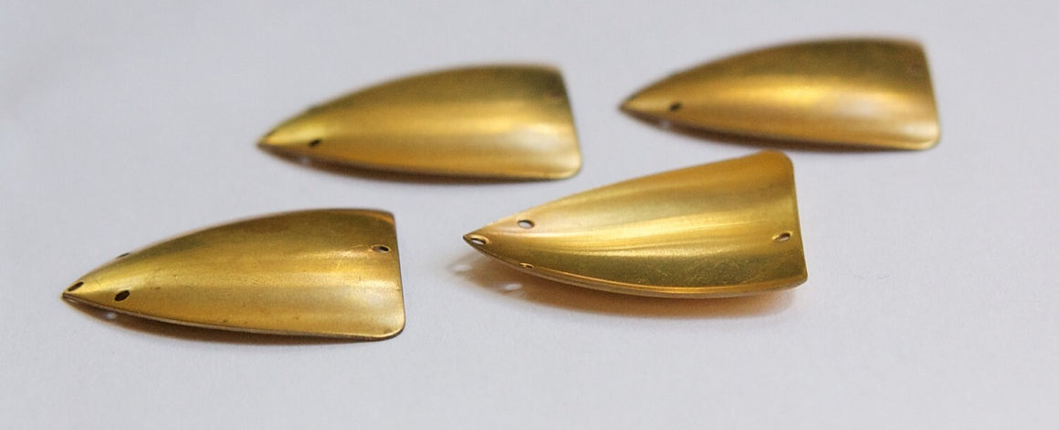 4 Hole Raw Brass Dapped Triangle Connector Pendant (4) mtl174